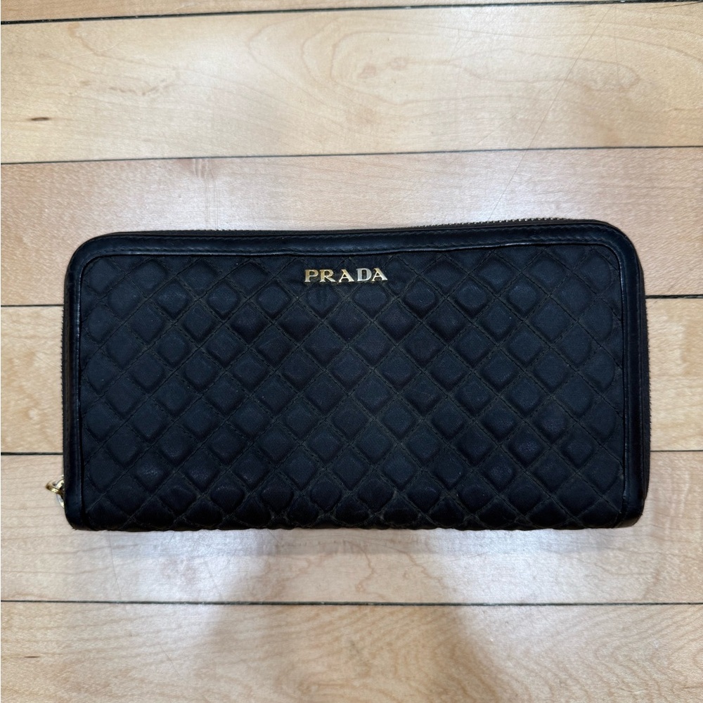 Prada Quilted Continental Black Long Wallet